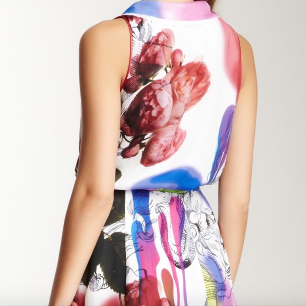 Desigual Floral Flowy Ruffle Sleeveless Wrap Dress - Picture 3 of 4
